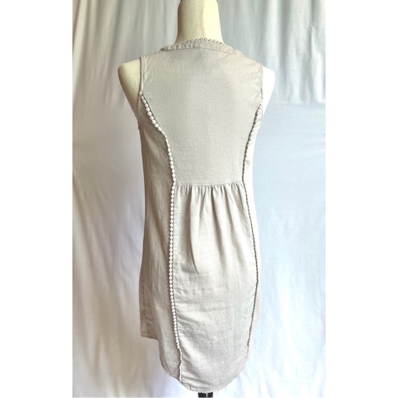 Knox Rose XS V Neck Sleeveless Tan Blue Embrodiered Dress - Picture 4 of 6